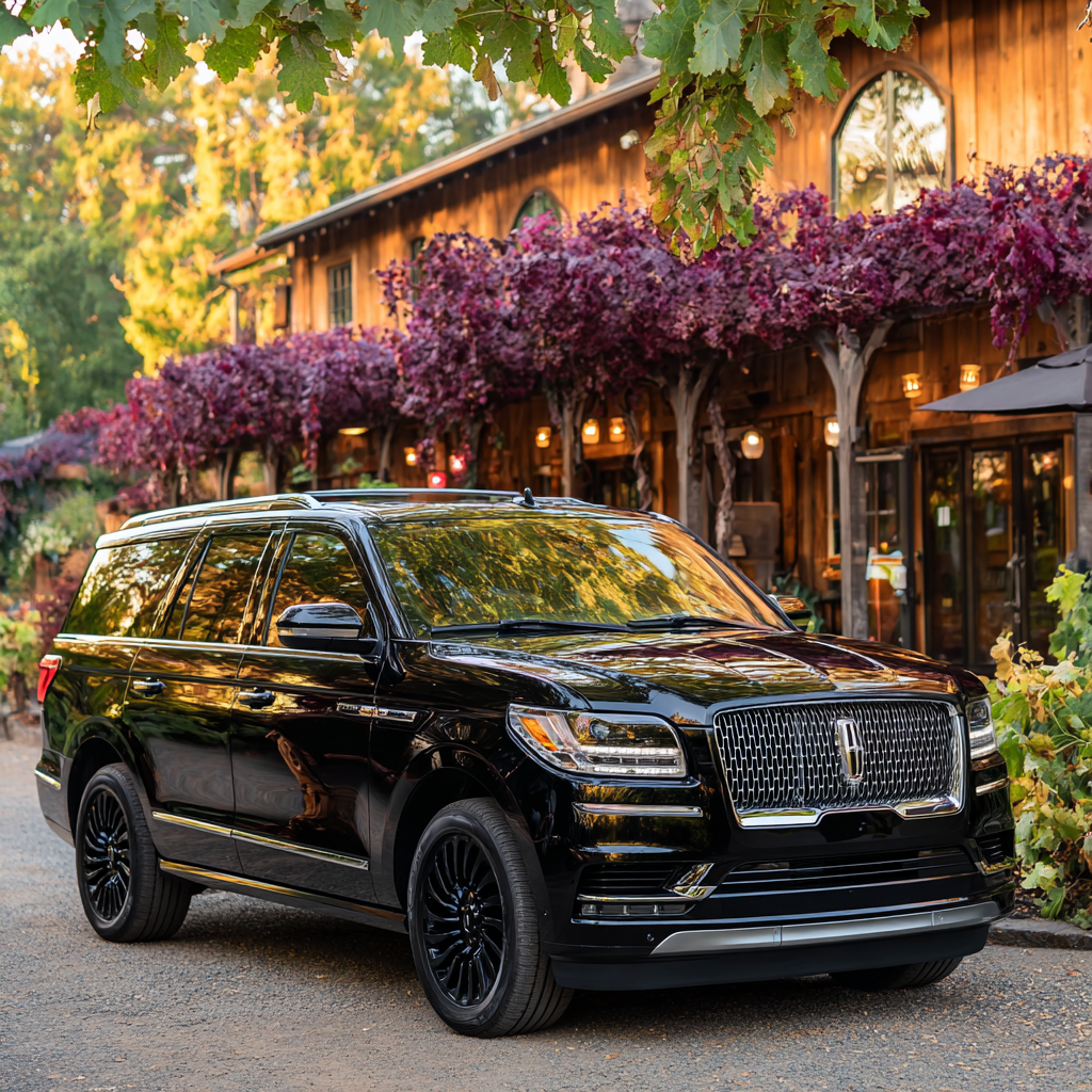 Cotati private airport SUV and shuttle transfer Black luxury SUV representing private Cotati airport shuttle transportation